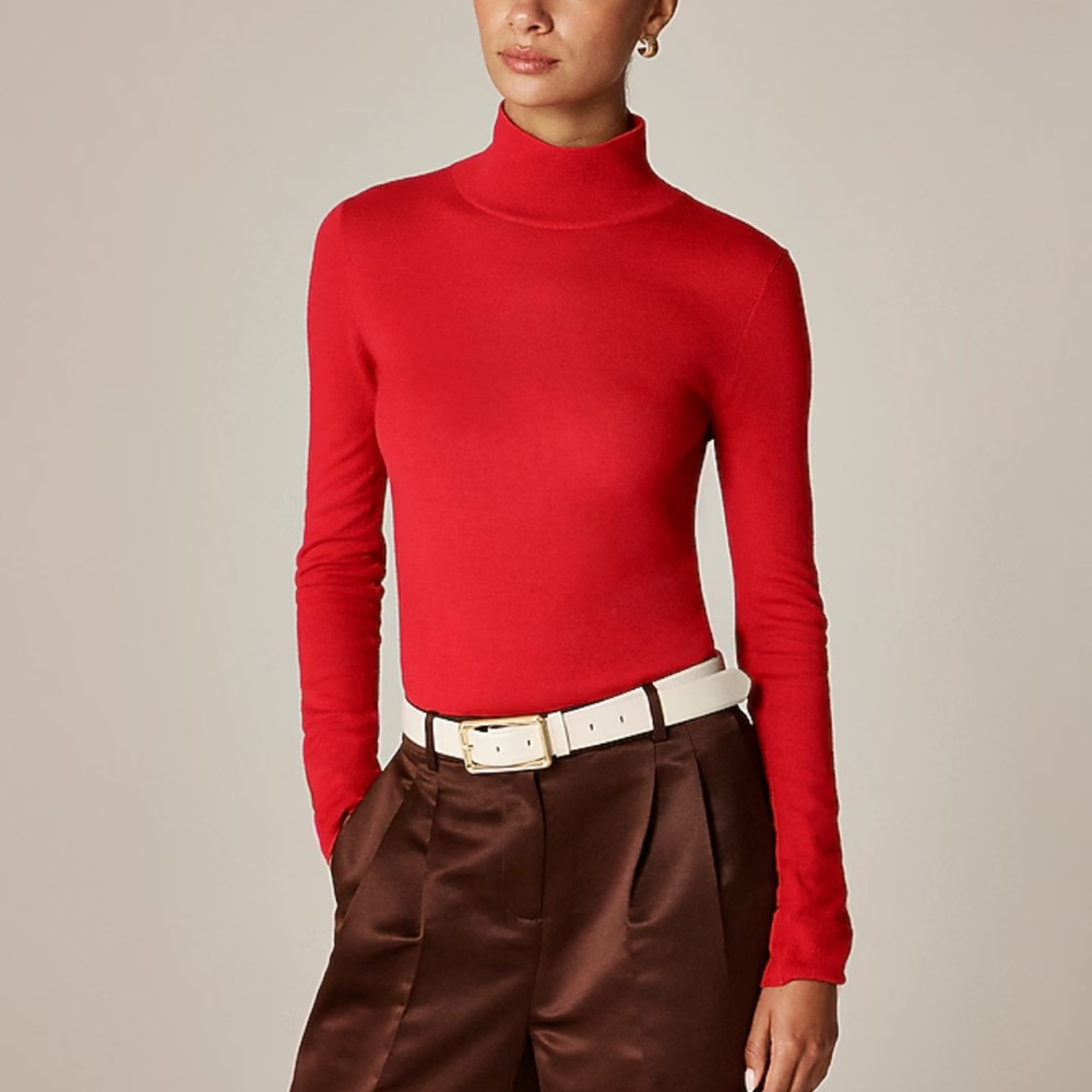 J. Crew Red Merino Wool Turtleneck Sweater